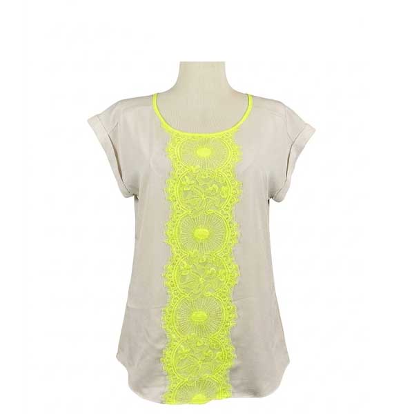 Blusa Express Beige y Amarillo Neon- L