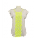 Blusa Express Beige y Amarillo Neon- L
