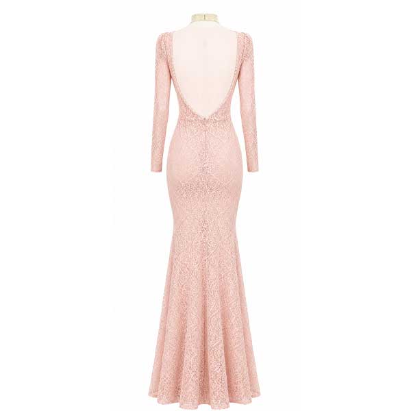 Vestido de Encaje Rosa- S
