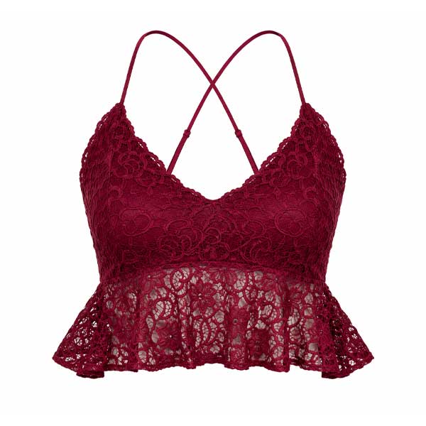 Top Forever21 Encaje Vinotinto- S