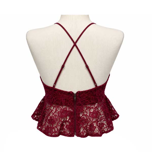 Top Forever21 Encaje Vinotinto- S