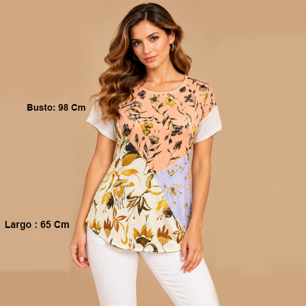 Blusa Zara Floral Nude- S
