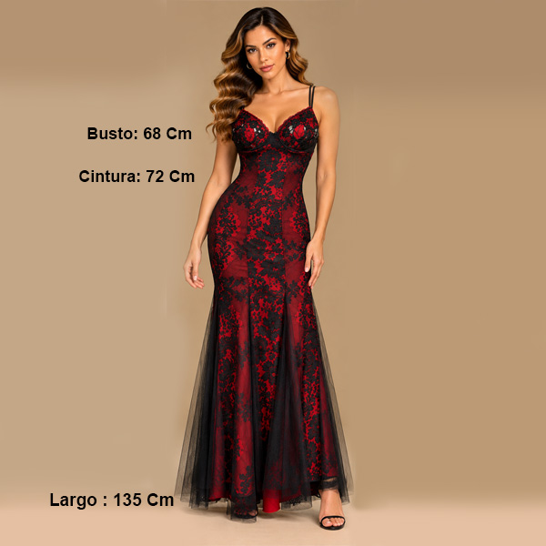 Vestido de Noche Estilo Gótico Glam- S 
