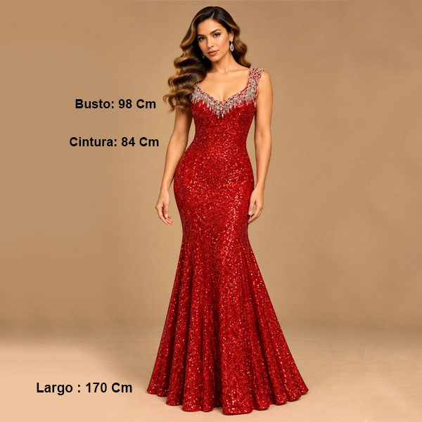 Vestido de Gala Royal Queen Rojo- M