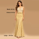 Vestido Largo de Fiesta Beige- S