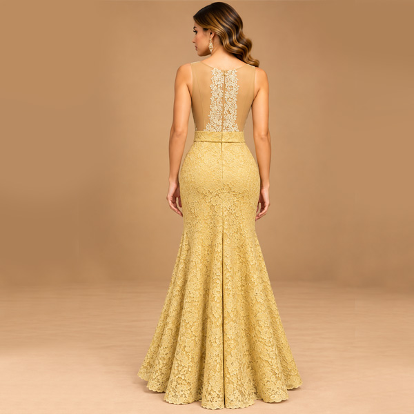 Vestido Largo de Fiesta Beige- S