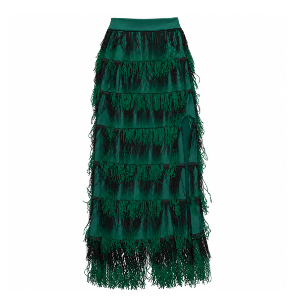 Falda Fulvia Monti Verde Cesped y Negro- S 