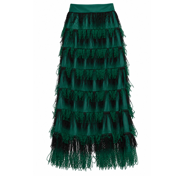 Falda Fulvia Monti Verde Cesped y Negro- S 