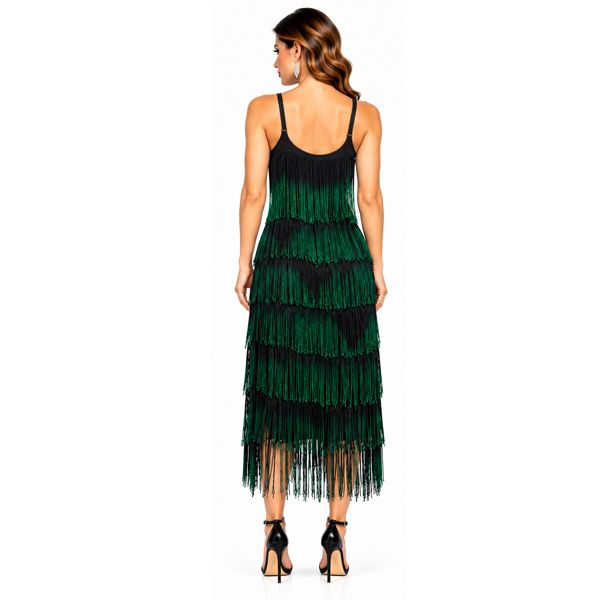 Vestido Fulvia Monti Negro y Verde Cesped- S 
