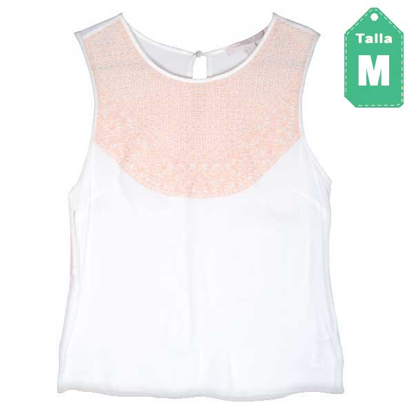 Blusa Forever21 Nude y Blanco- M