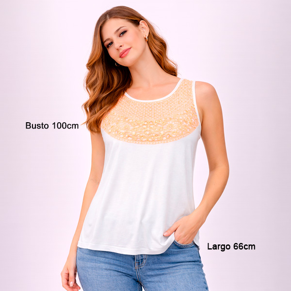 Blusa Forever21 Nude y Blanco- M