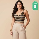 Top Zara Tejido Nude y Negro- S