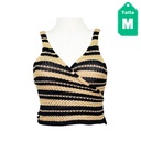 Top Zara Tejido Nude y Negro- S