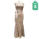 Vestido Night Way Beige y Encaje- S