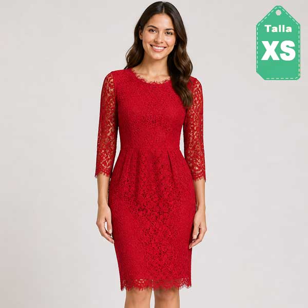 Vestido HyM Encaje Rojo- XS