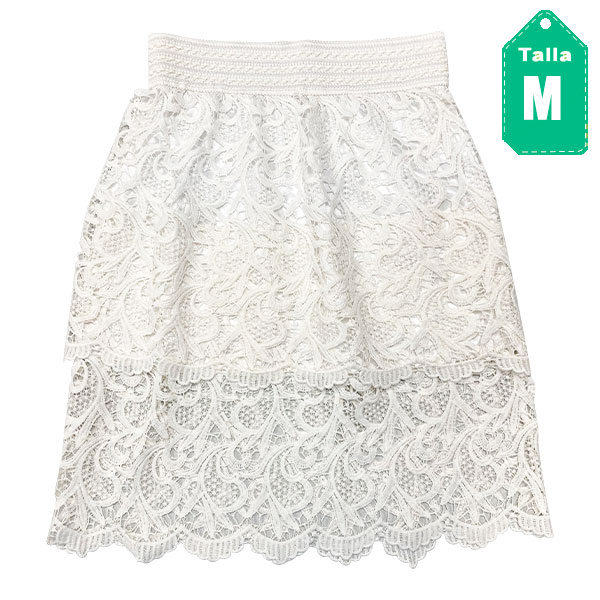 Falda Blanco de Encaje- M