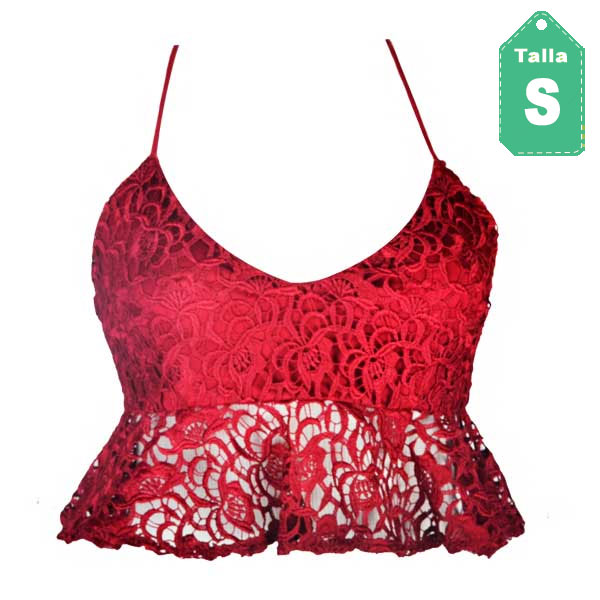 Top Forever21 Encaje Vinotinto- S