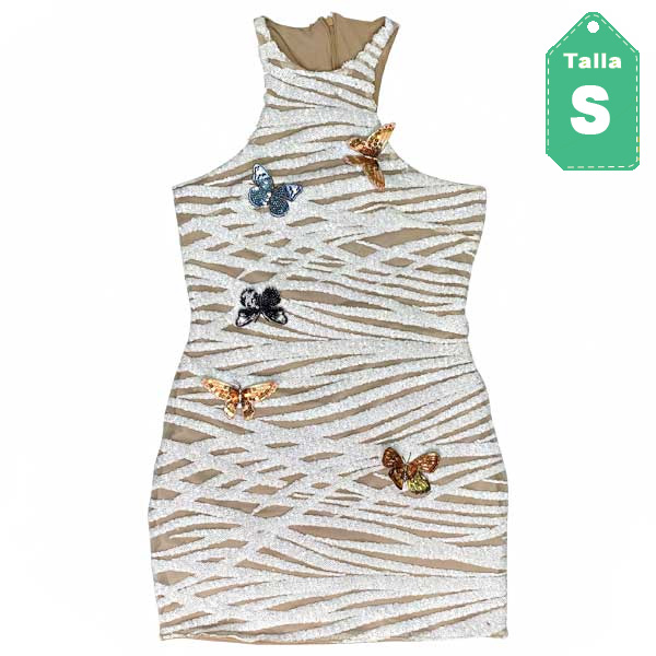 Vestido Lentejuelas Blanco- S