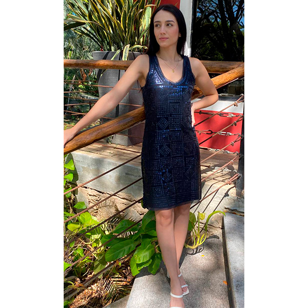 Vestido Max Studio Azul Lentejuelas- M