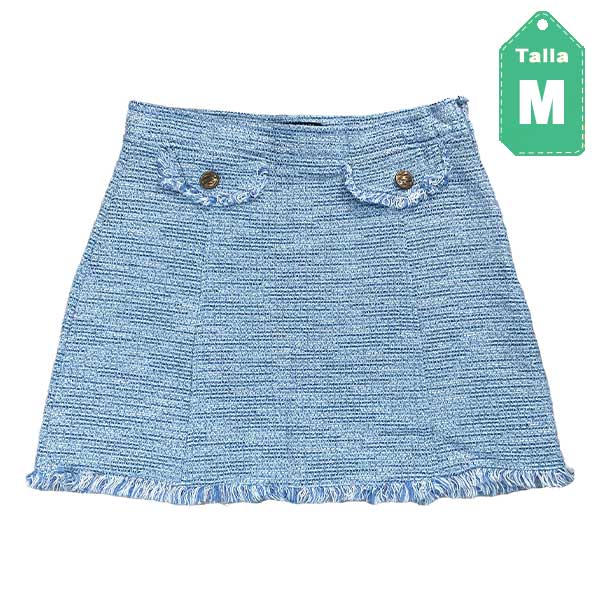 Falda Zara Azul Celeste- M