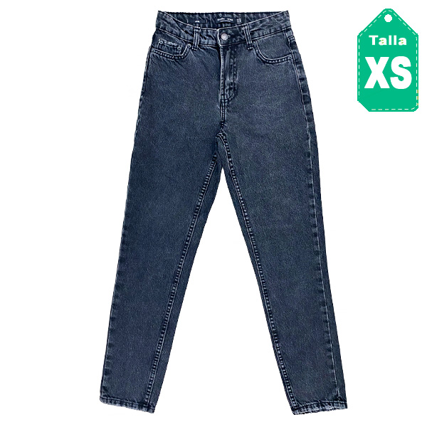 Mom Jeans Bershka Negro Denim- XS