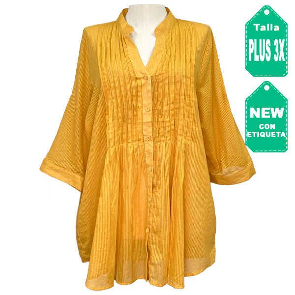 Camisa Chances R. Mostaza- Plus Size