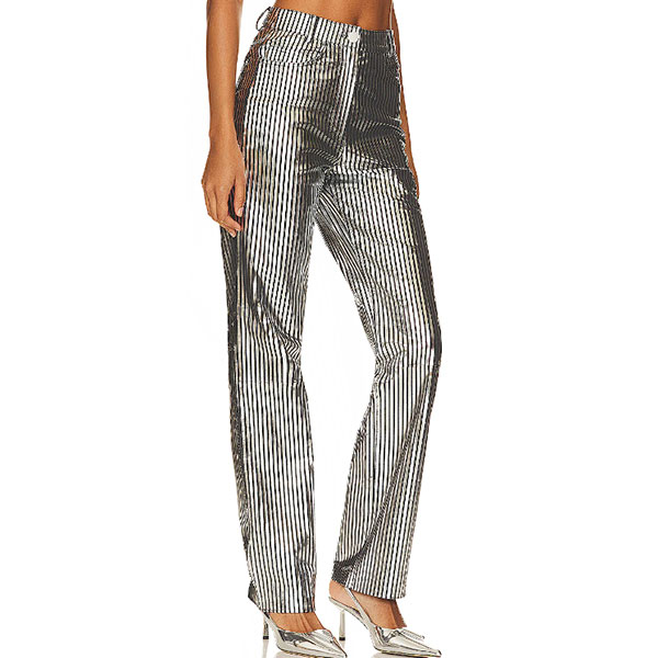 Pantalon Plateado y Blanco- M