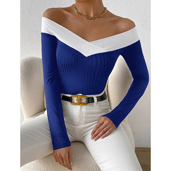 Blusa Shein Blanco y Azul Rey- M