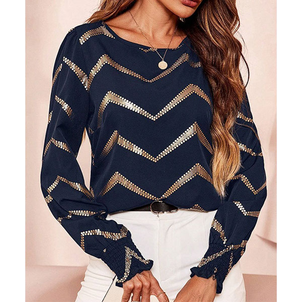 Blusa Shein Azul Marino y Dorado- M