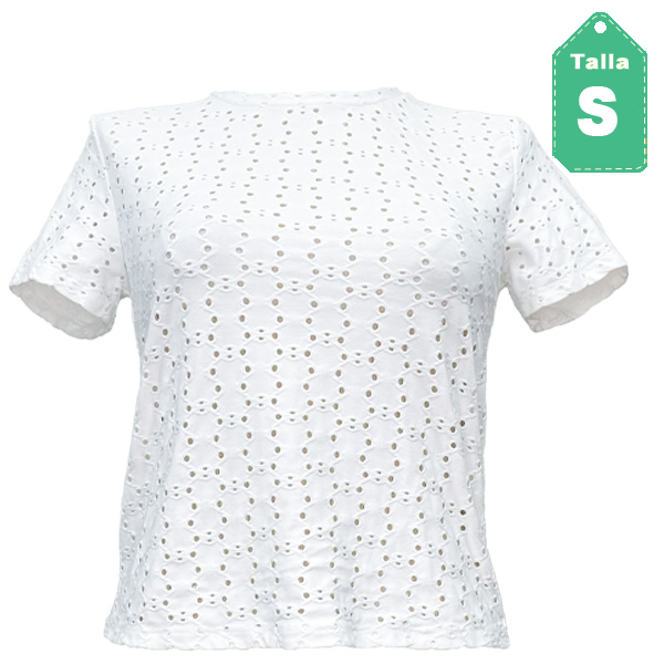 Blusa de Hoyos Zara Blanco- S