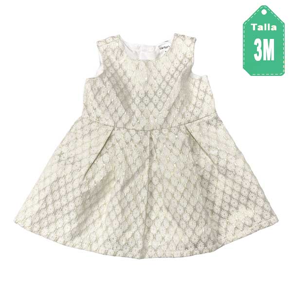 Vestido Carter´s Blanco y Dorado- 3M