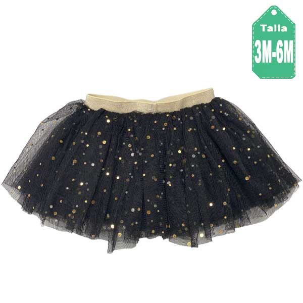 Falda Negro y Dorado- 3/6M 