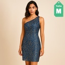 Vestido David Meister Dorado y Azul Rey- M