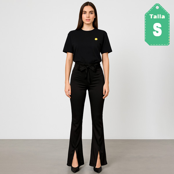 Pantalon La Sabbia Negro Satinado- S