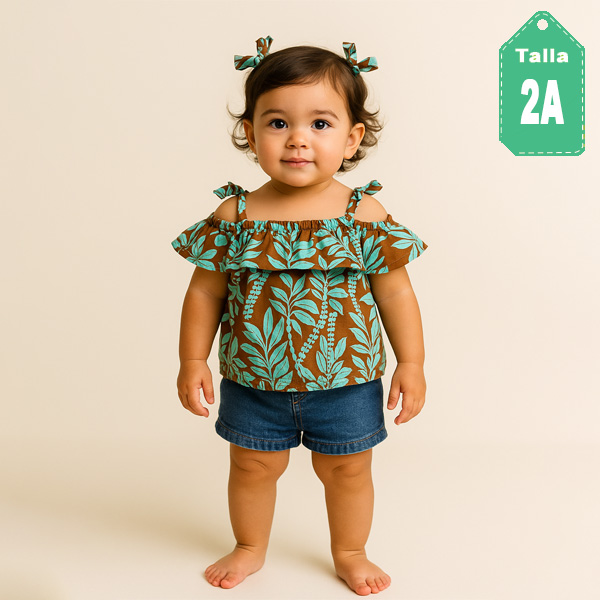 Blusa Janie&Jack Azul y Marron- 2