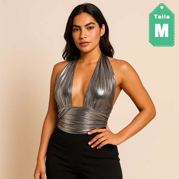 Blusa Glam Plateado- M