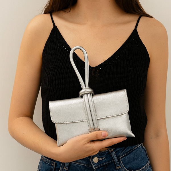 Cartera de Mano Plateado