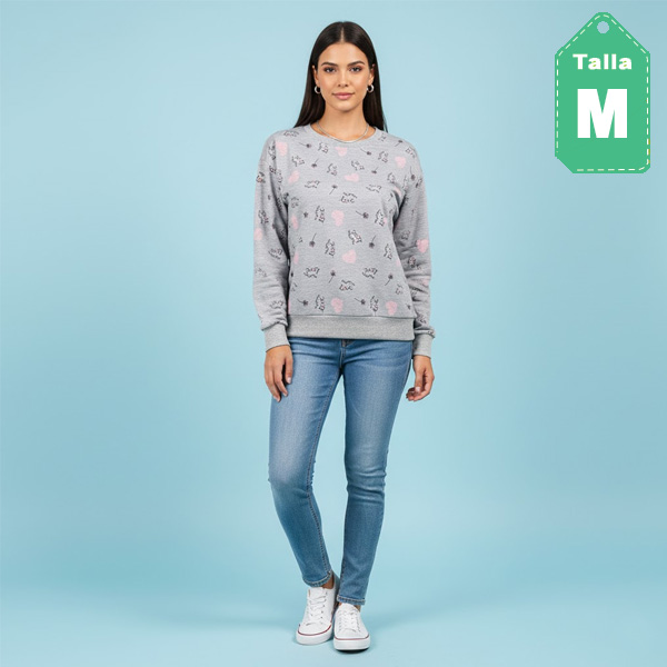 Sweater For Sel Gris y Rosado- M 