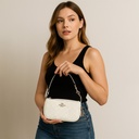 Cartera de Mano Coach Blanco y Beige