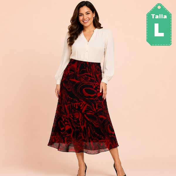 Falda Manzana Negro y Rojo- L