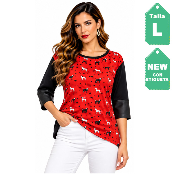 Sweater Fulvia Monti Rojo y Negro- L