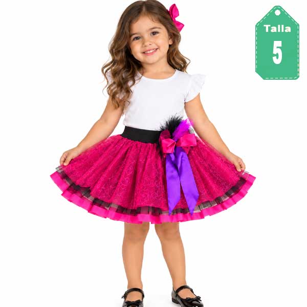 Falda Tutu Fucsia y Negro- 5