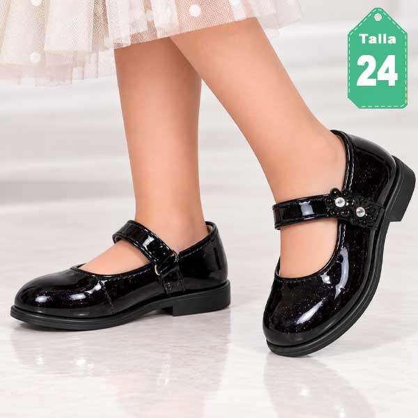 Zapatos Junior Negro Patente- 24