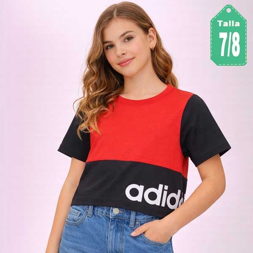 [1060] Camiseta Adidas Rojo y Negro- 7/8