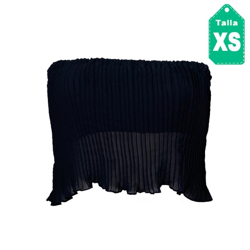 [1061] Crop Top Plisado Negro- XS