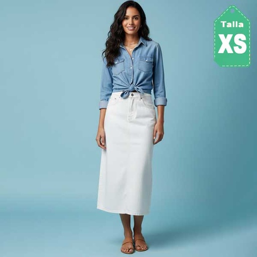 [1062] Falda Zara Blanco Hueso- XS