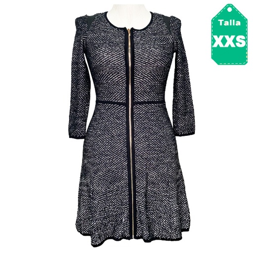 [1067] Vestido Ann Taylor Tejido Negro y Blanco- XXS
