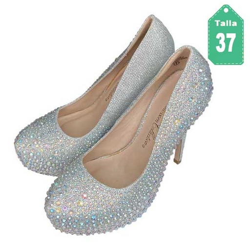 [1201] Tacones Blossom Plateado- 37