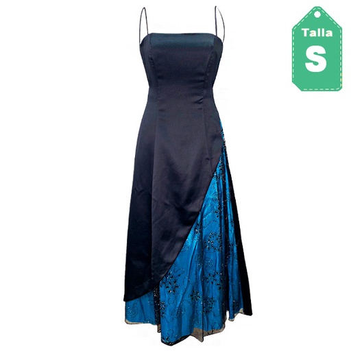 [1200] Vestido Kiki Negro y Azul Electrico- S