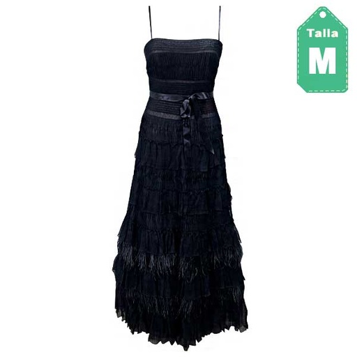 [1329] Vestido BCBG Plumas de Ganso Negro- 8